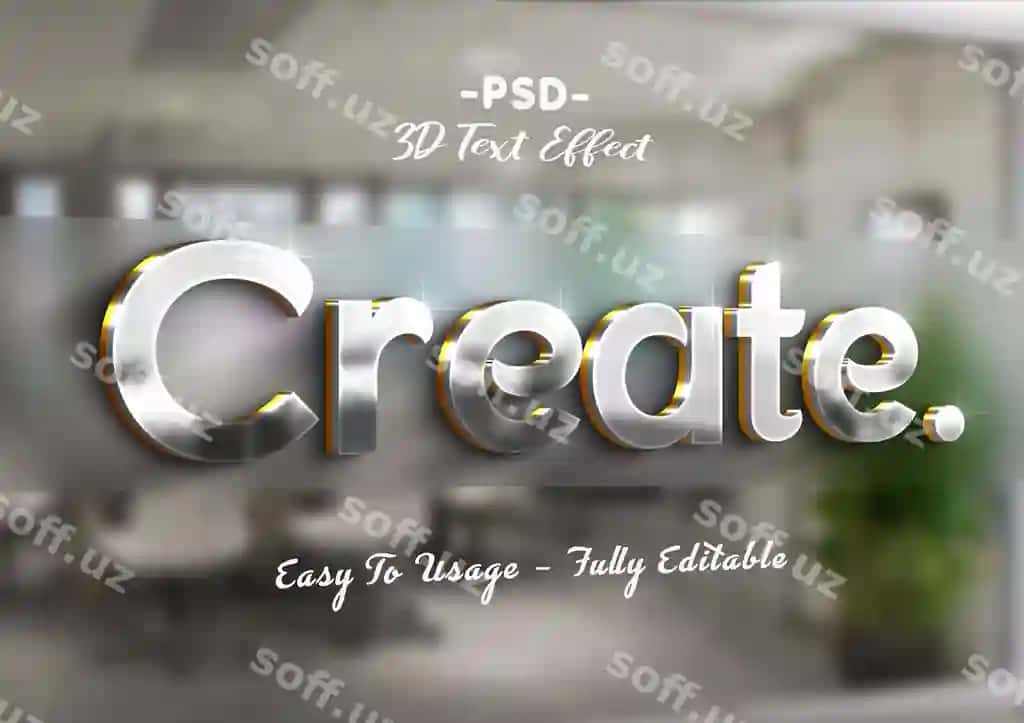 Yaratish 3D kumush oltin tahrir qilish mumkin matn effekt logotip namunasi | Create 3d silver golden editable text effect logo mockup