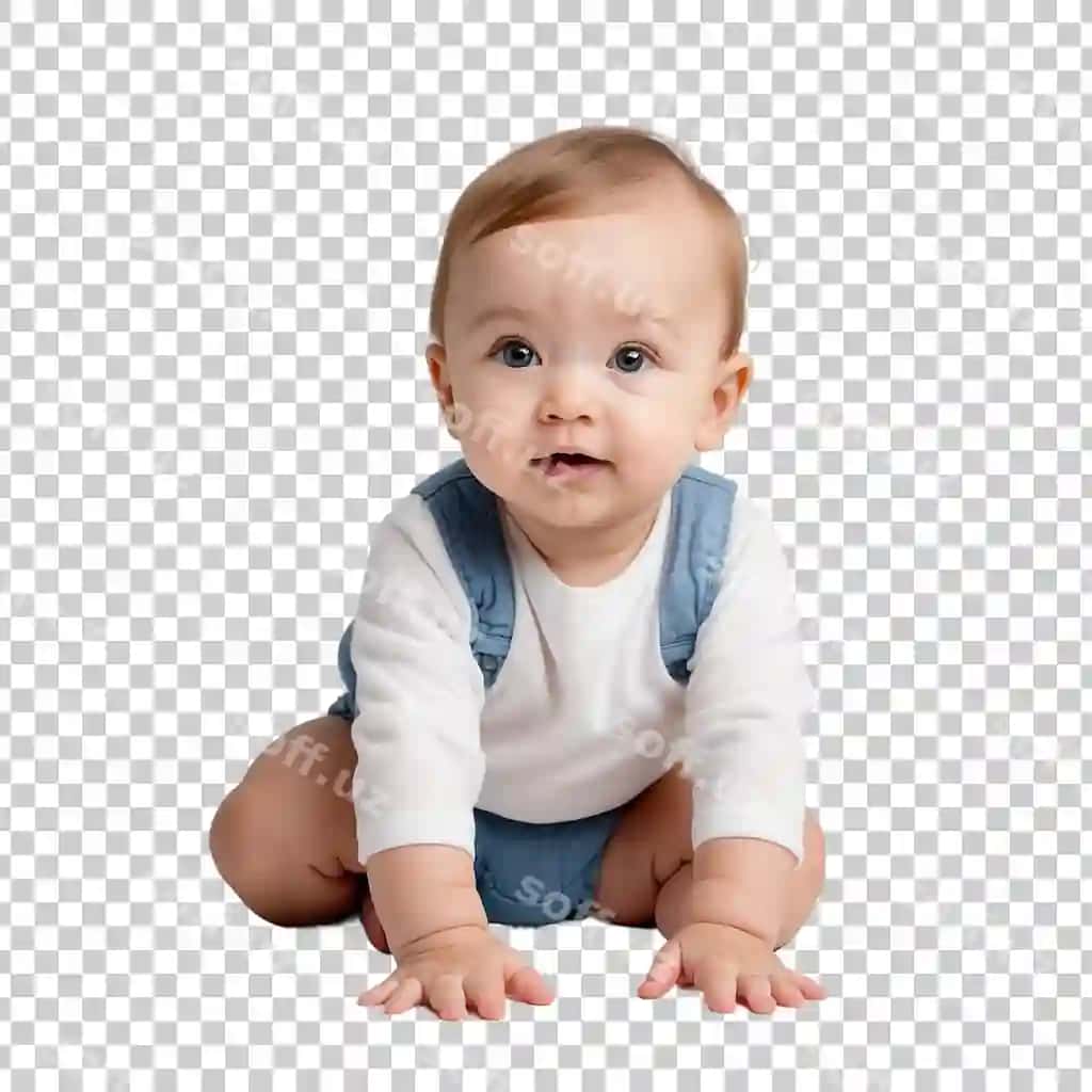 Chaqaloq 'baby' so'zi yozilgan ko'ylak kiyin polda o'tirgan. | Baby is sitting floor with shirt that says baby