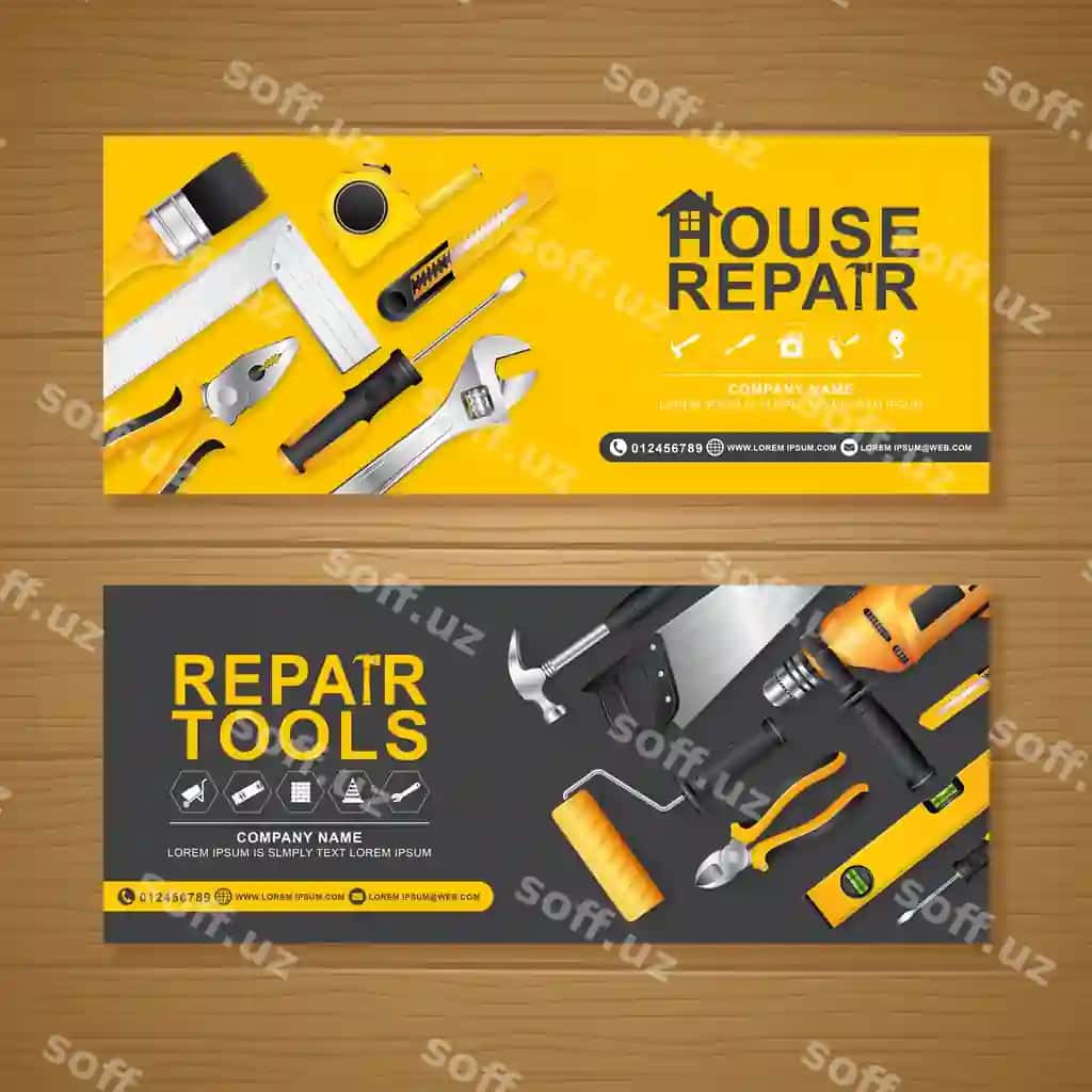 Qurilish asboblari baner dizayn shabloni | Construction tools banner design template