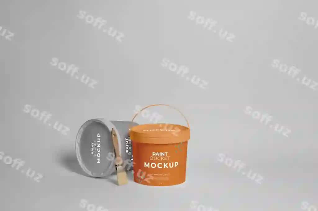 Bojiq saqlangan dizayni mockup | Paint bucket mockup design