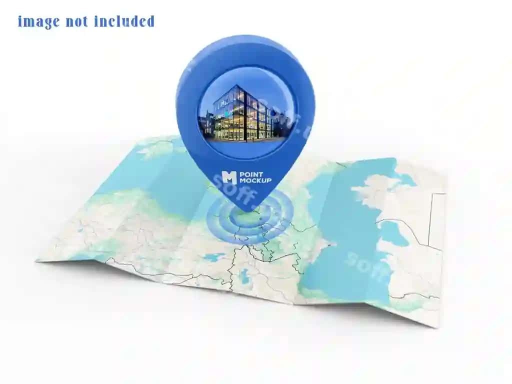 Psd 3d lokatsiya ikonasi karta mockup dizayni bilan | Psd 3d location icon with map mockup design