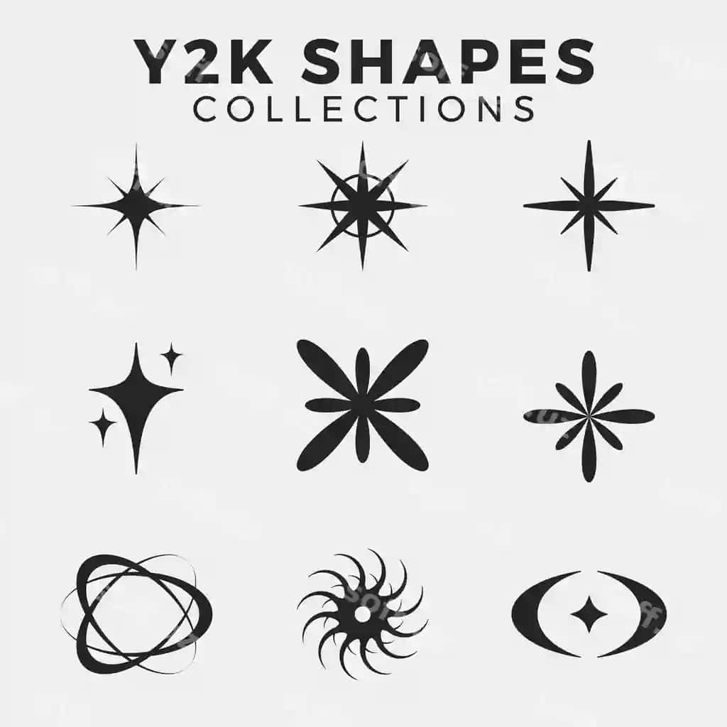 Y2k shakllar elementlar dizayni Y2k fuziyasi retro futuristik elementlar | Y2k shapes elements design y2k fusion retro futuristic elements