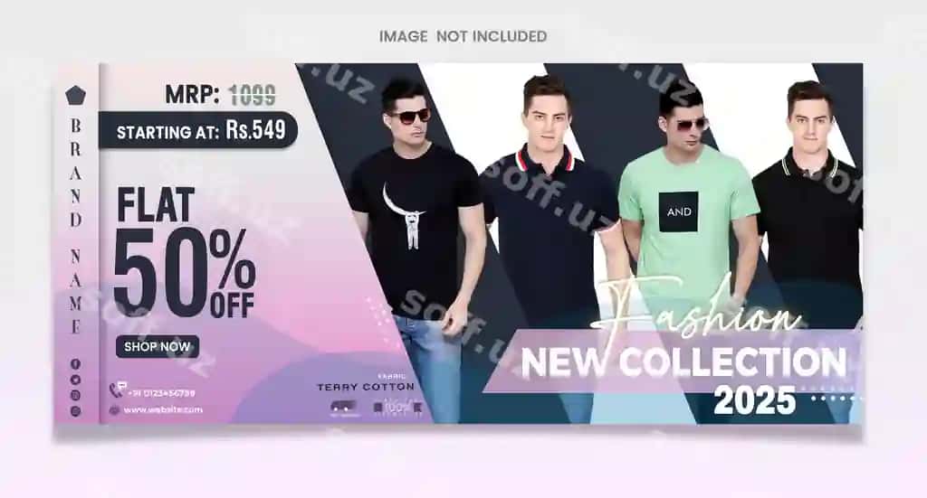 Zamonaviy moda kiyimlar sotuv baneri dizayni stilli aksiyalar shabloni | Trendy fashion clothing sale banner design stylish promotions template