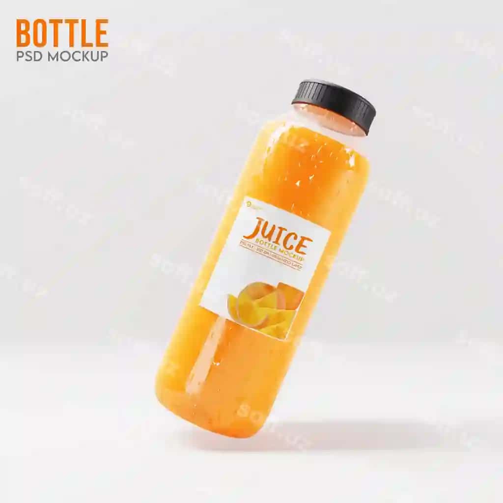 3d realistik mockup soyuq taze meva suvi shisha | 3d realistic mockup cold fresh juice bottle