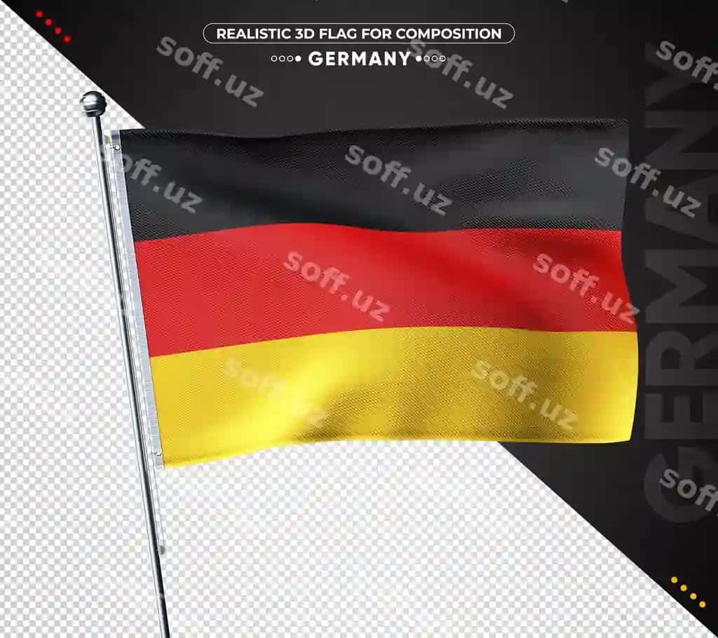 Germaniya 3d bayroq realistik teksturaga ega ajraltirilgan | Germany 3d flag with realistic texture isolated
