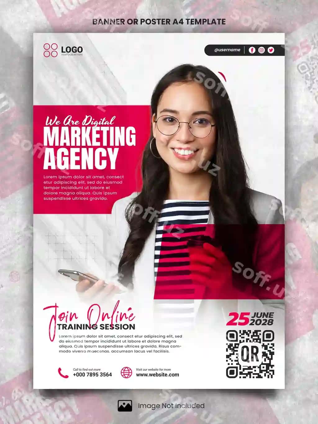 Biz raqamli marketing agentligimiz uchun a4 poster baner shabloni | We are digital marketing agency poster a4 banner template