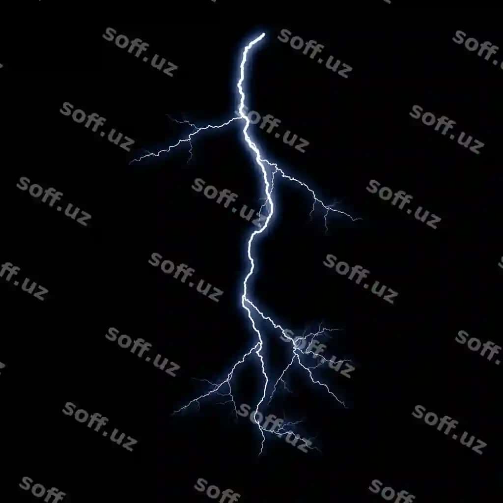 Ajraltirilgan haqiqiy elektrlik shirg'al vizual effekti qora kecha foni | Isolated realistic electrical lightning strike visual effect black night background
