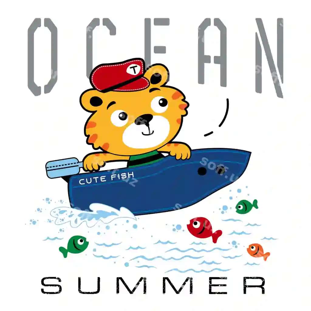 Okean baliqlari vektor hayvon karyokatura illustratsiyasi dizayn grafik bosish | Ocean fish vector animal cartoon illustration design graphic printing