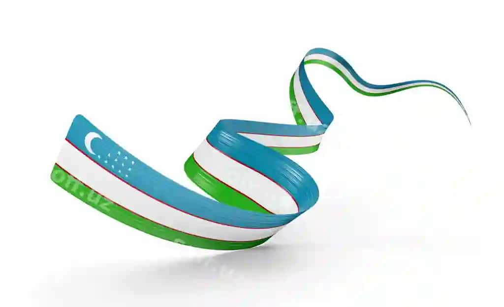 3d bayrog' Uzbekiston 3d ko'tariladigan rucheyka bayrog'i ajralangan oq fonda 3d illustratsiya | 3d flag uzbekistan 3d waving ribbon flag isolated white background 3d illustration