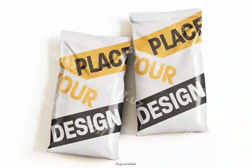 Haqiqiy chamadon opacka namunasi tahrirlanga olinadi | Realistic sack packaging mockup editable