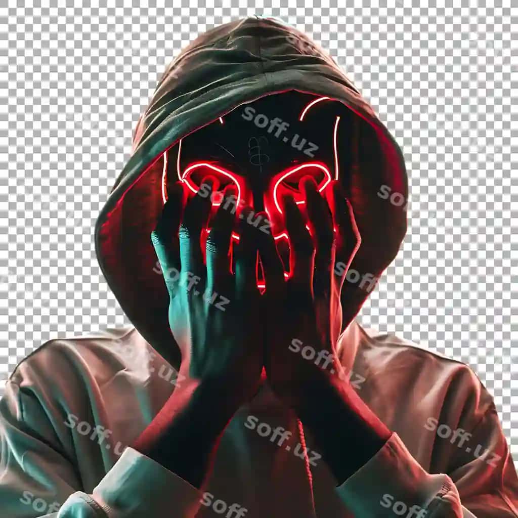 Anonymous hackar maska taqgan shaffof fonda AI yaratilgan | Anonymous hacker wearing mask transparent background ai generated