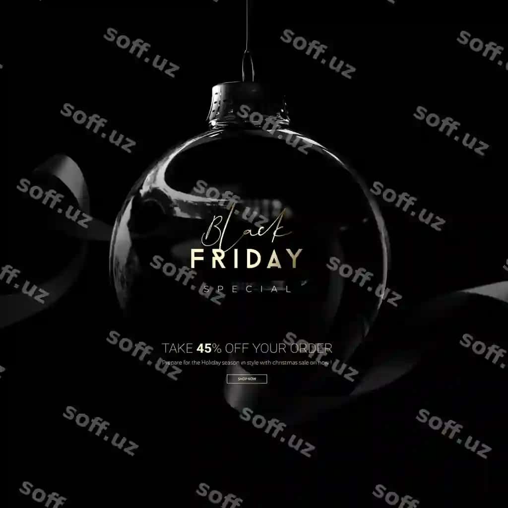 Qora Juma sotuvi bezmesi 3D render | Black friday sale bauble 3d rendering