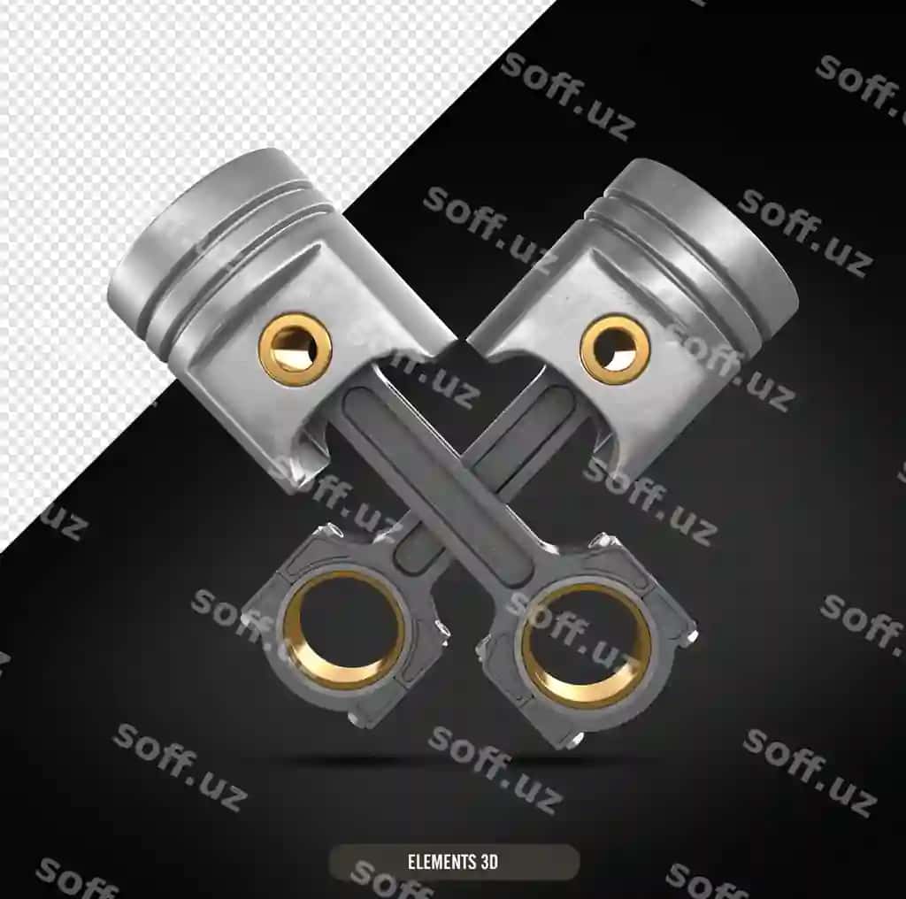 Ikki kesilgan pistonlar 3d premium psd | Two crossed pistons 3d premium psd