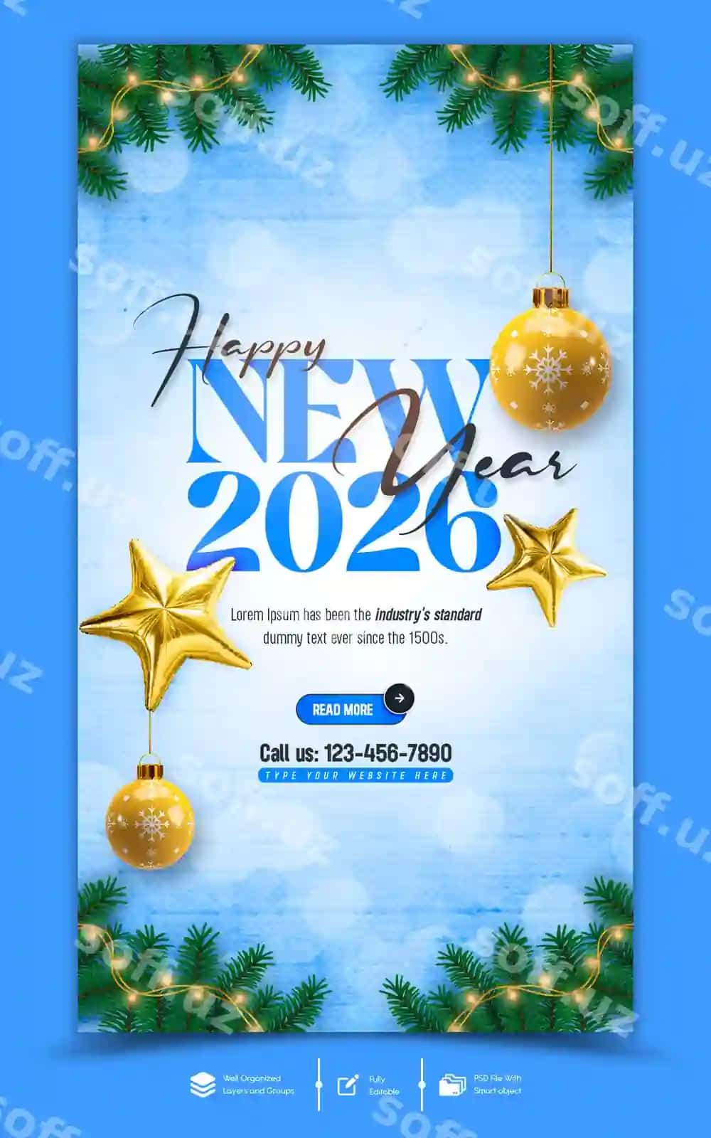 Yangi yil 2026 tabrigi Instagram Facebook hikoya post dizayni | Happy new year 2026 celebration instagram facebook story post design