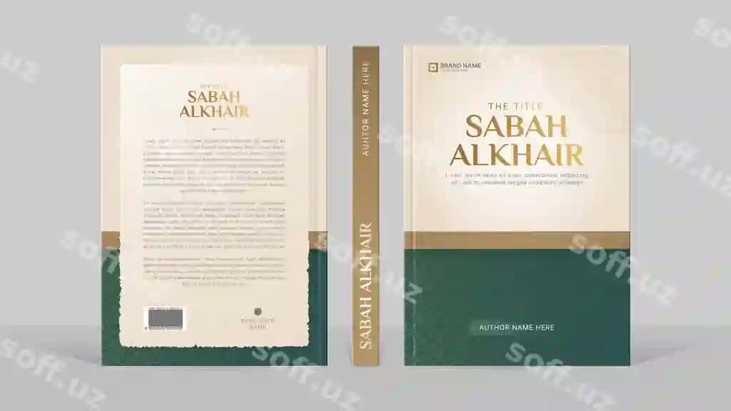 Islomiy kitob qopliq shablon dizayni arabeska arabcha naqsh bilan | Islamic book cover template design with arabesque arabic pattern