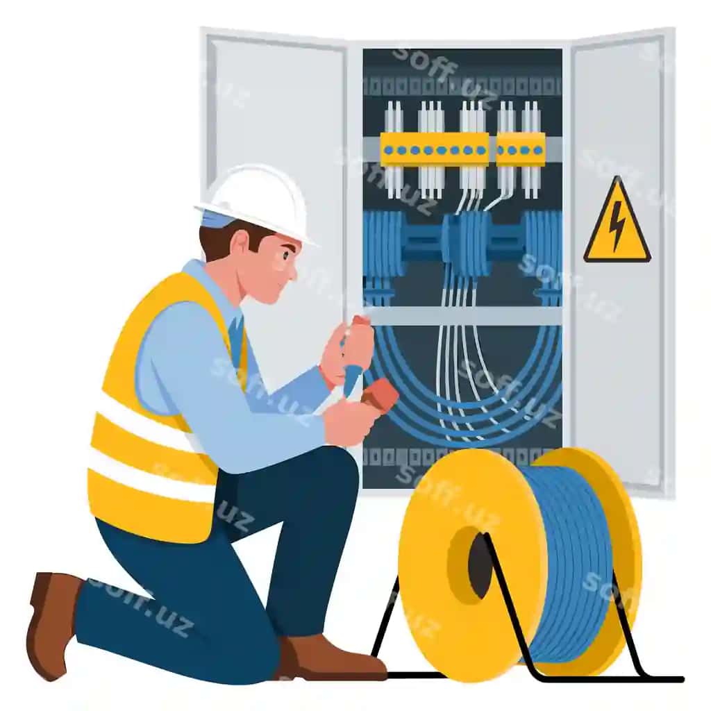 Elektromutaxassis tarmoqlarini yigishda ishlayotgan | Electrical technician working wiring