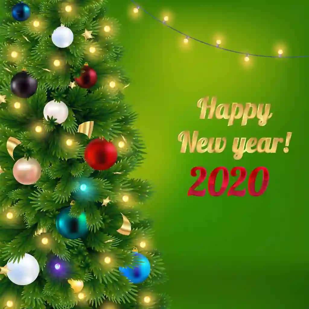 Rojdestvo daraxti bilan yangi 2020 yil tabriknomasi | Happy new year 2020 greeting card with christmas tree