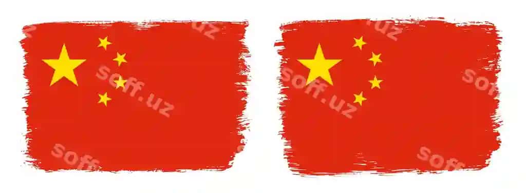 Ikki vektor pinset qurqati xitoy abstrakt shakl pinset zaryari bilan | Set two vector brush flags china with abstract shape brush stroke