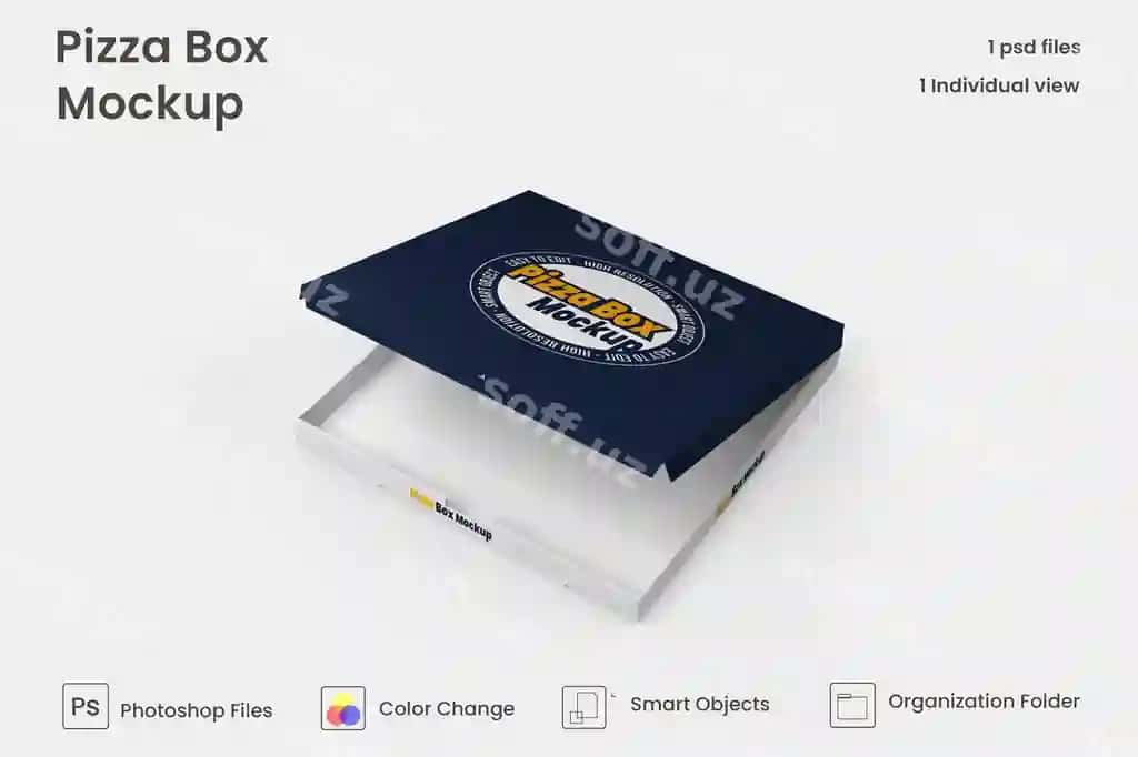 Pitsa qutisi namuna ajraltirilgan premium PSD | Pizza box mock up isolated premium psd