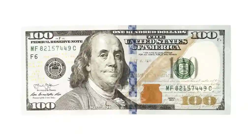 Yuz AQSH dollari oq banknoti | Hundred us dollar banknote white