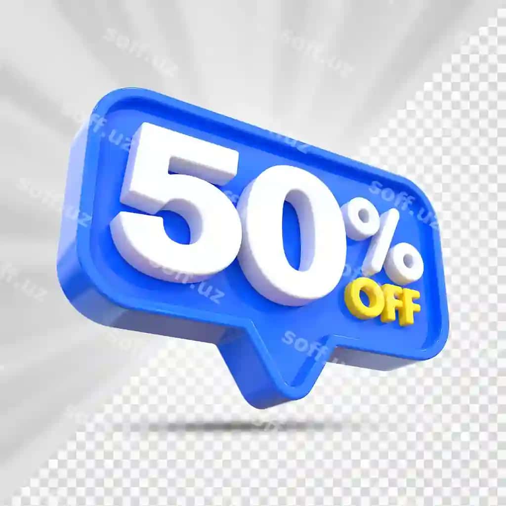 50 foiz chegirma reklama kampaniyasi | 50 percent sale off promotion