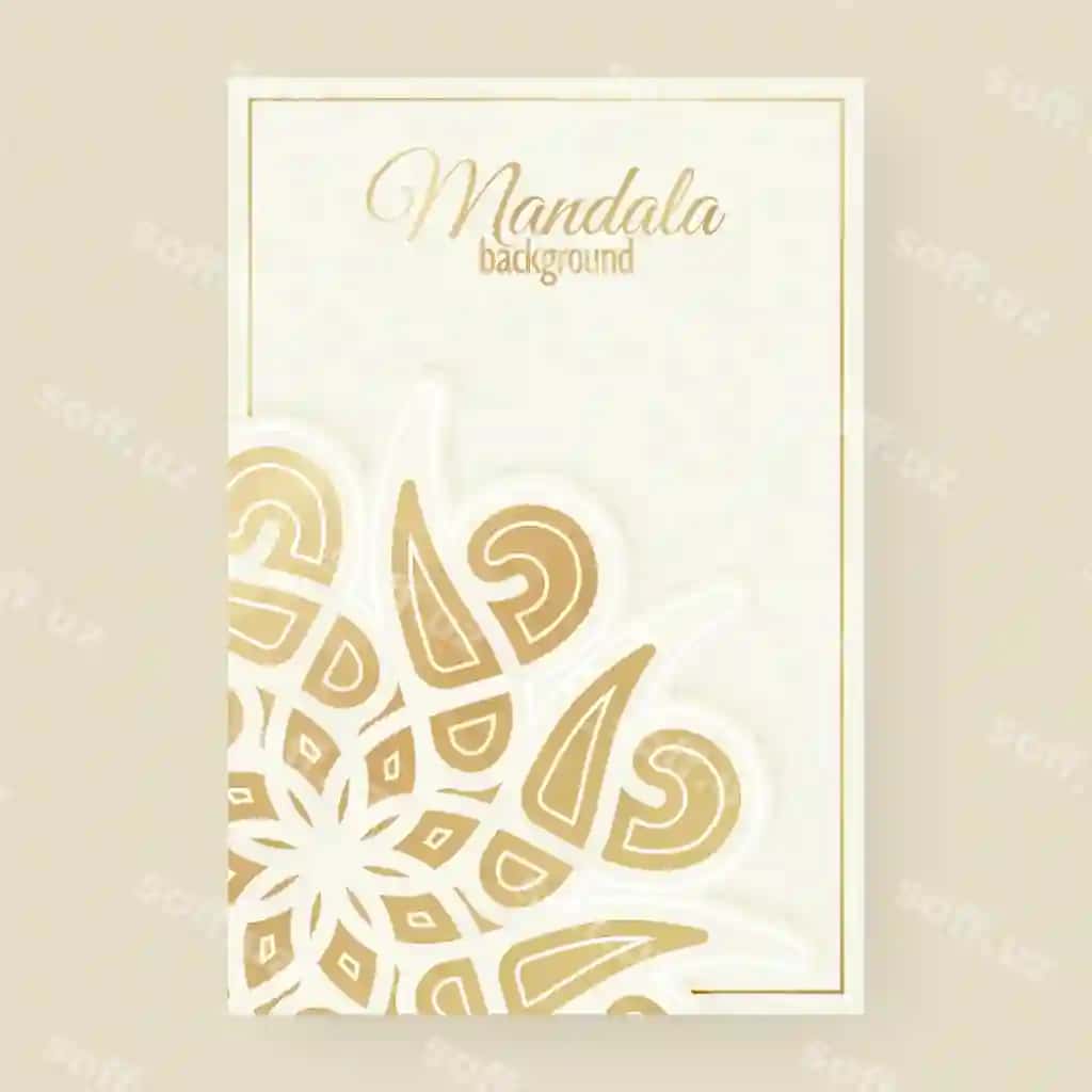 Hasharot mandala uslubidagi tabrik kartasi | Luxury mandala style greeting card