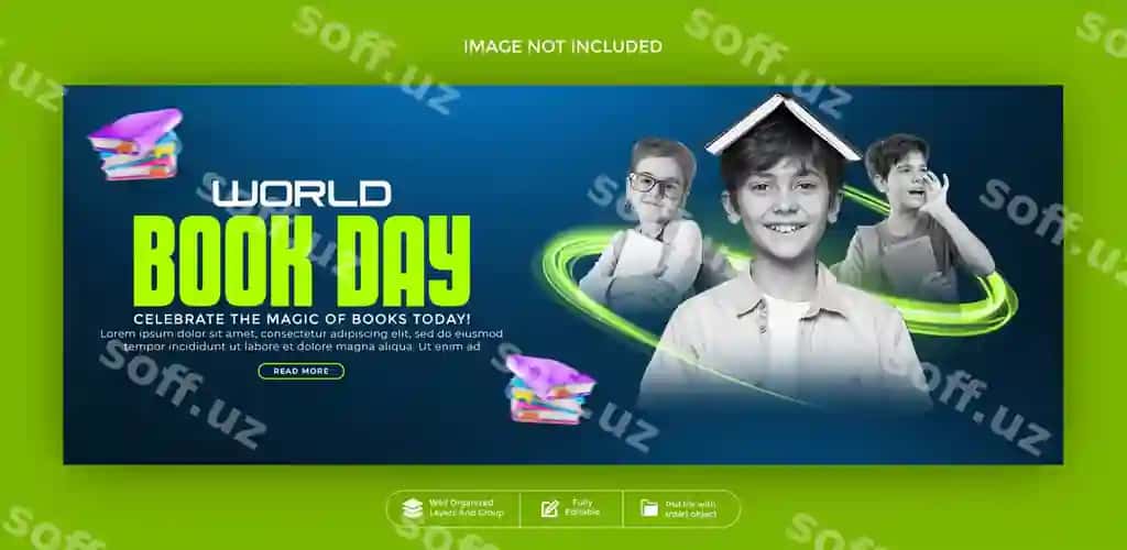 Jahon Kitob Kuni Facebook cover banner dizayni | World book day facebook cover banner design