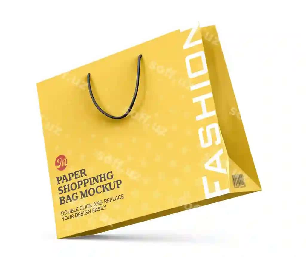 Katta xarid qogʻoz torbasi namuna brendlash | Big shopping paper bag mockup branding