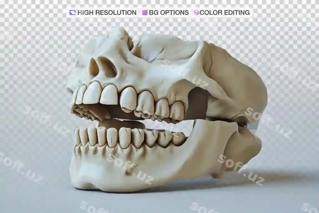 Haqiqiy tish implantatsiyasi joylashgan sirqat | Realistic dental implant embedded jawbone