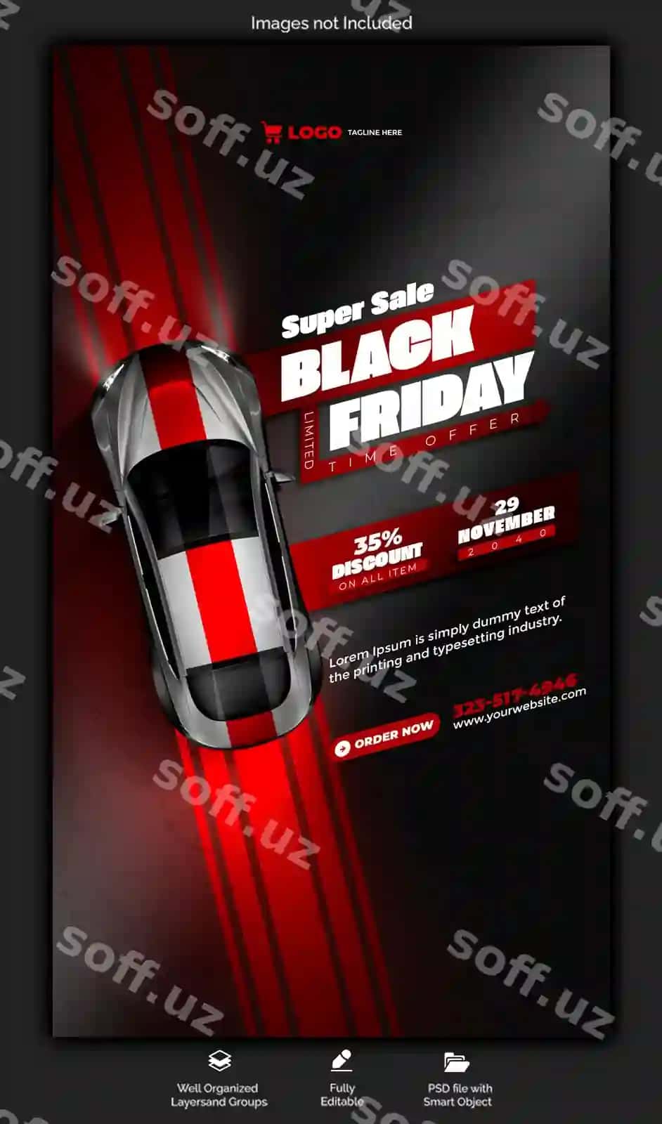 Psd Black Friday super sotuv Instagram Facebook hikoya banner shabloni | Psd black friday super sale instagram facebook story banner template