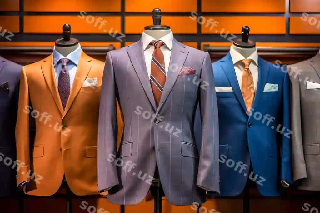 Dizaynlangan muvaffaqiyat chiroyli biznes kostyumi atelier muhiti | Fashioned success elegant business suit atelier setting