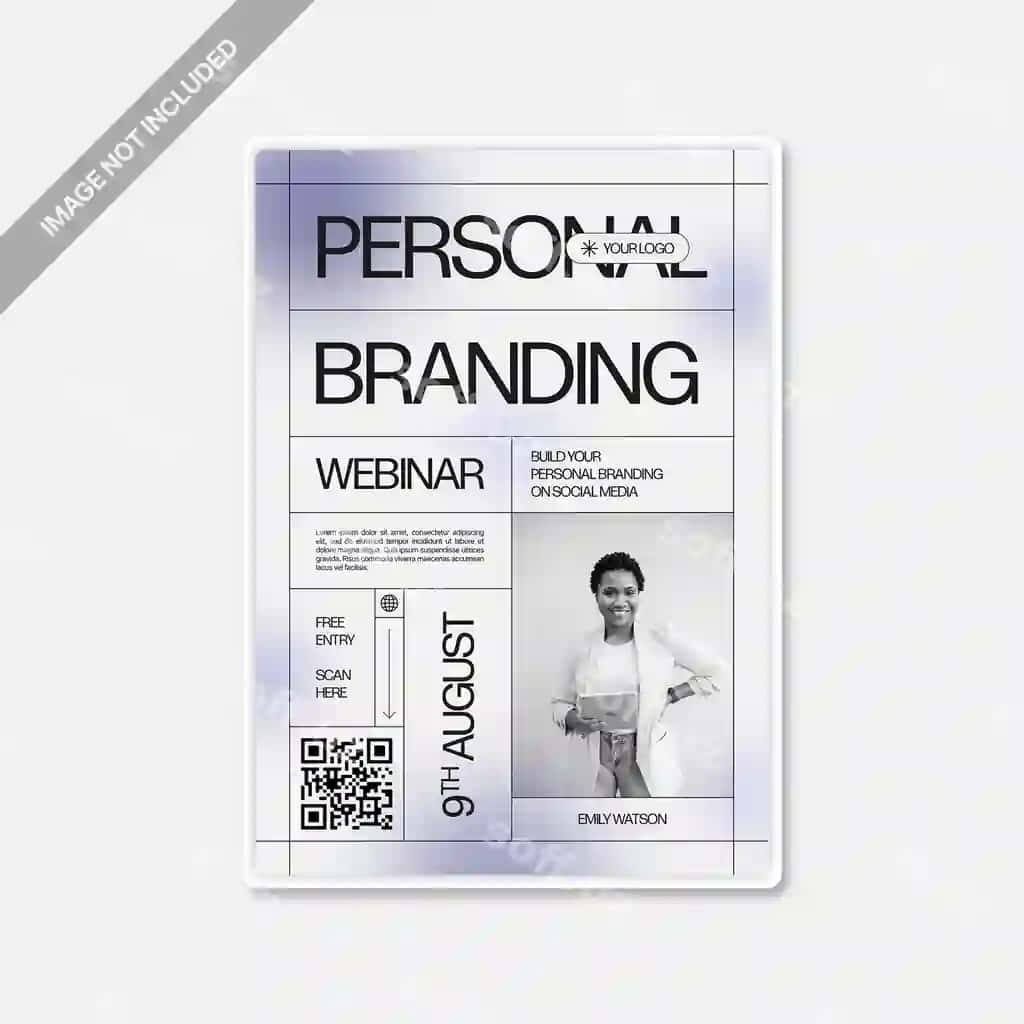 Shovqonli gradient shaxsiy brend vebinar flyer shablon gradient | Noisy gradient personal branding webinar flyer template gradient