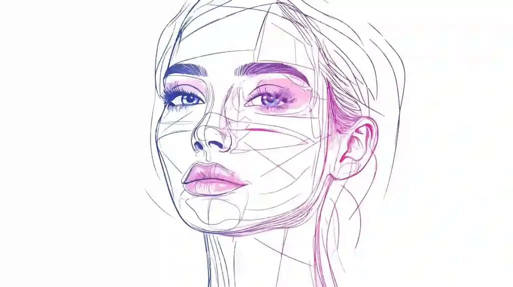 Ayol plastik jarrohlik anti-yoshlashma yuz chizma illustratsiyasi | Woman plastic surgery antiaging face doodle illustration
