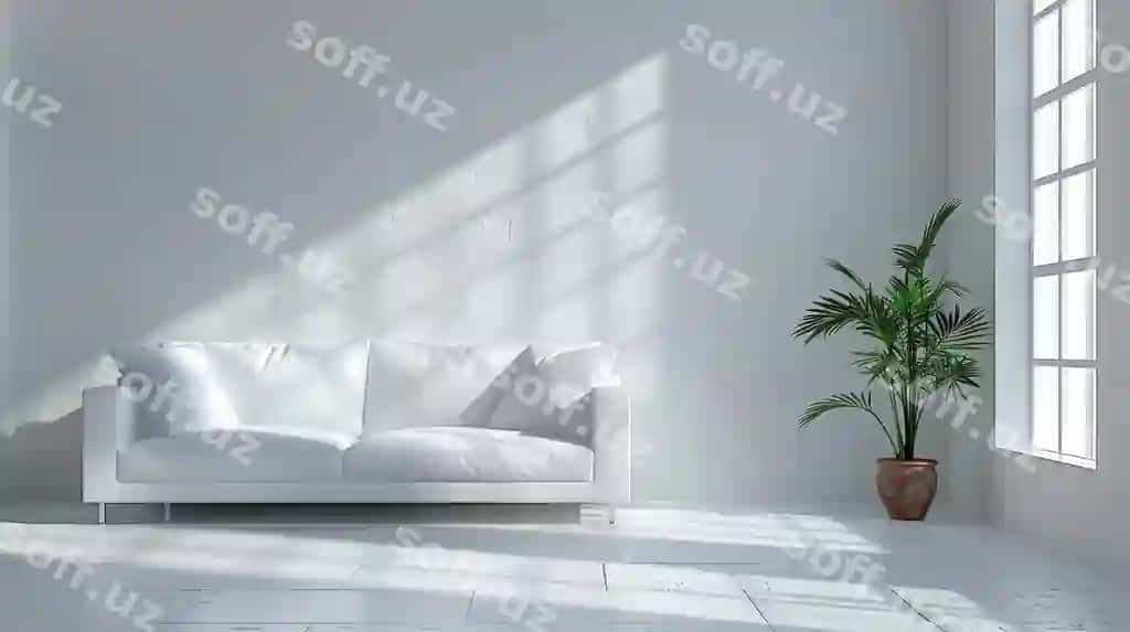 Minimal mehmonxona oyna va oq divan bilan | Minimal living room with window white sofa