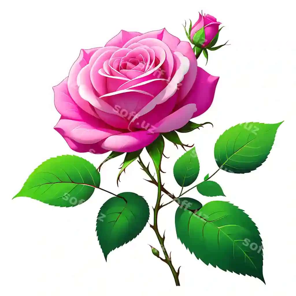 Pushti gul yashil varaq bilan yashil varaq | Pink rose with green leaves green leaf