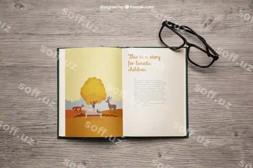 Kitob mockup va ko'zlashiqlar | Book mockup with glasses