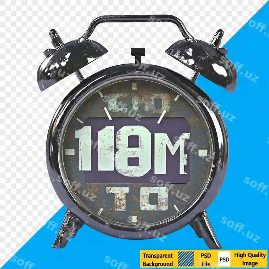 Shaffof fonga ega vintage metall budilnik | Vintage metal alarm clock with transparent background