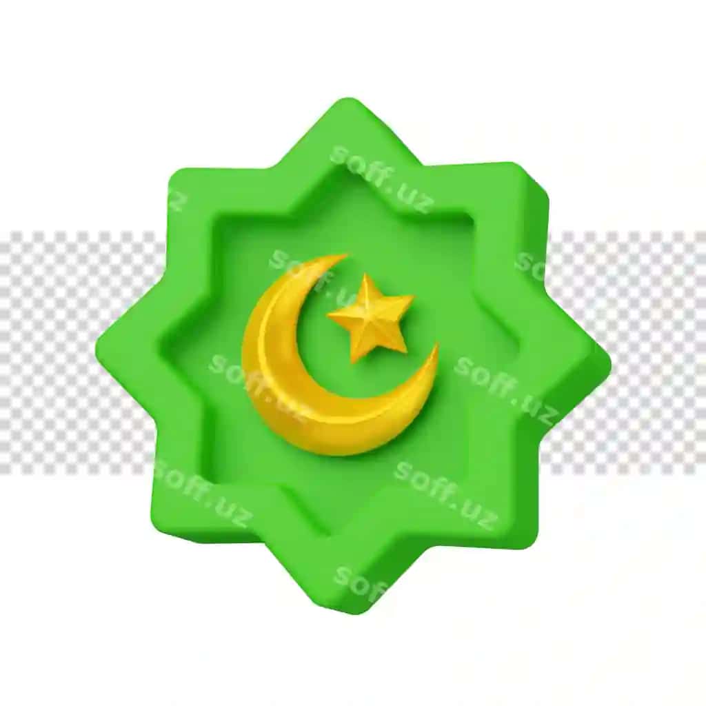Hilol oy islamiy ramazon hayit bezatmasi 3b rendering illustratsiyasi | Crescent moon islamic ramadan eid decoration 3d rendering illustration