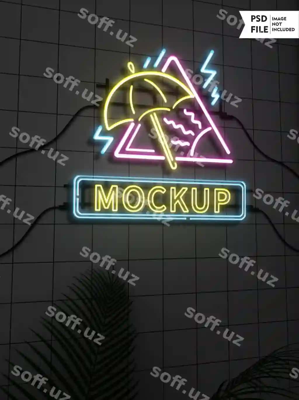 Rangarangi neon logotip mockup | Colorful neon logo mockup