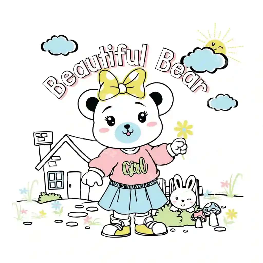 Chiroyli ayiq vektor karyakatur illustratsiyasi | Beautiful bear vector cartoon illustration