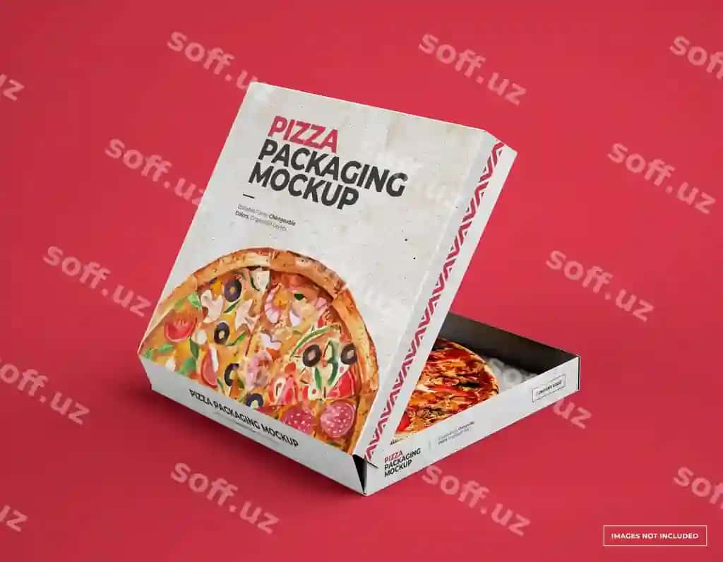 Pitsa qutisi namunasi o'zgartiriladigan rang bilan | Pizza box mockup with changeable color