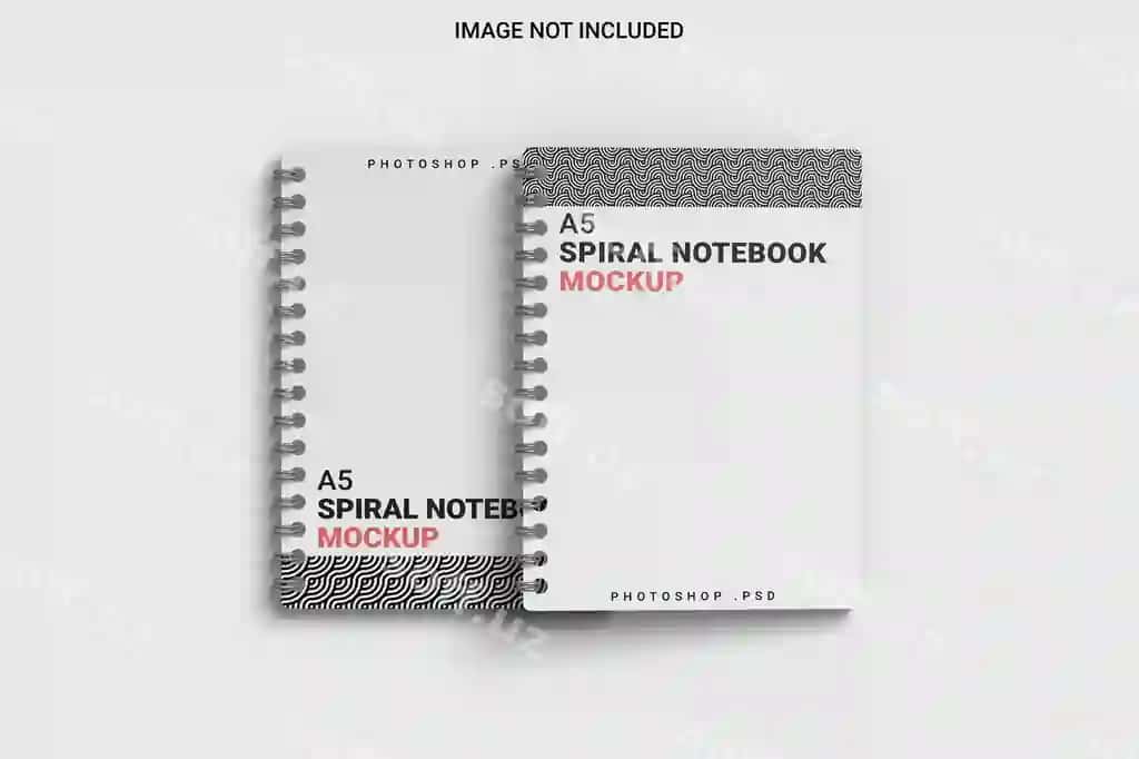 Spiraldagi daftar modeli yuqori ko'rinish ajraltirilgan | Spiral notebook mockup top view isolated