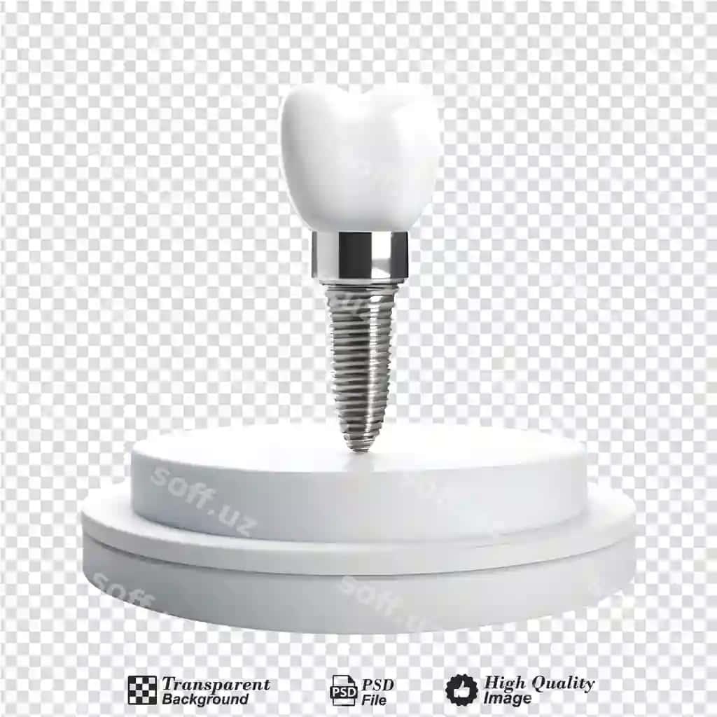 Tish implantatsiyasi podium ajraltirilgan shaffof fonda | Dental implant podium isolated transparent background