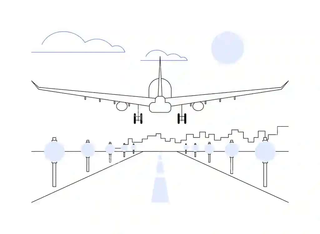 Qo'yish samolyot abstrakt tushuncha vektor illustratsiyasi | Landing airplane abstract concept vector illustration