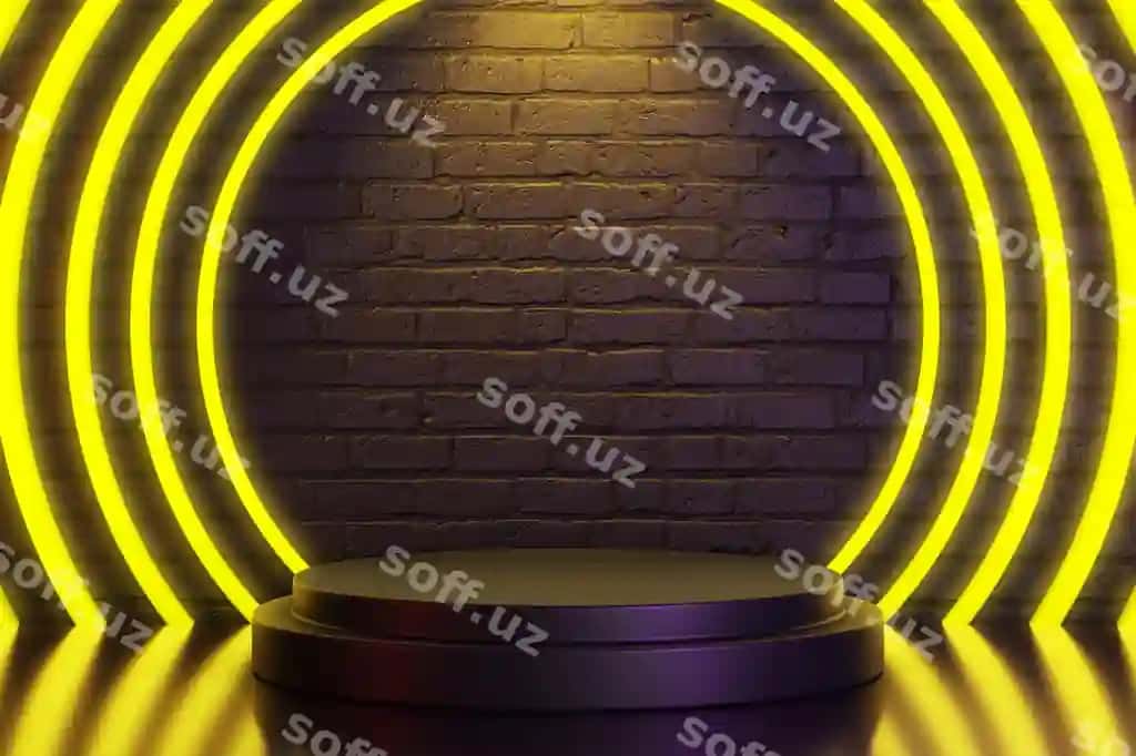 Yolg'iza sotuv Cyber Monday mavzusi doira neon chiroqli podium mahsuloti | Midnight sale cyber monday theme circular neon light podium product