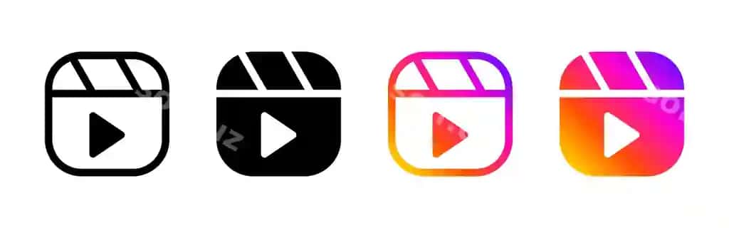Vektor Instagram Reels ikonasi gradient qora rang | Vector instagram reels icon gradient black color