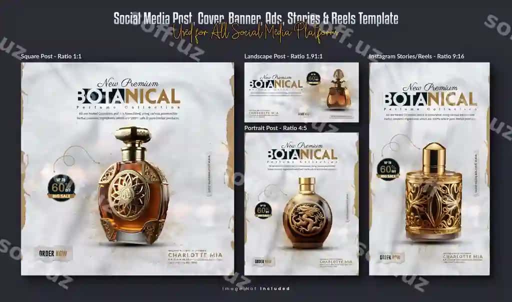 Go'zalik kosmetika parfyum aktsiya banerlari ijtimoiy tarmoqlar Instagram banerlari | Beauty cosmetics perfume sale banners social media instagram banners