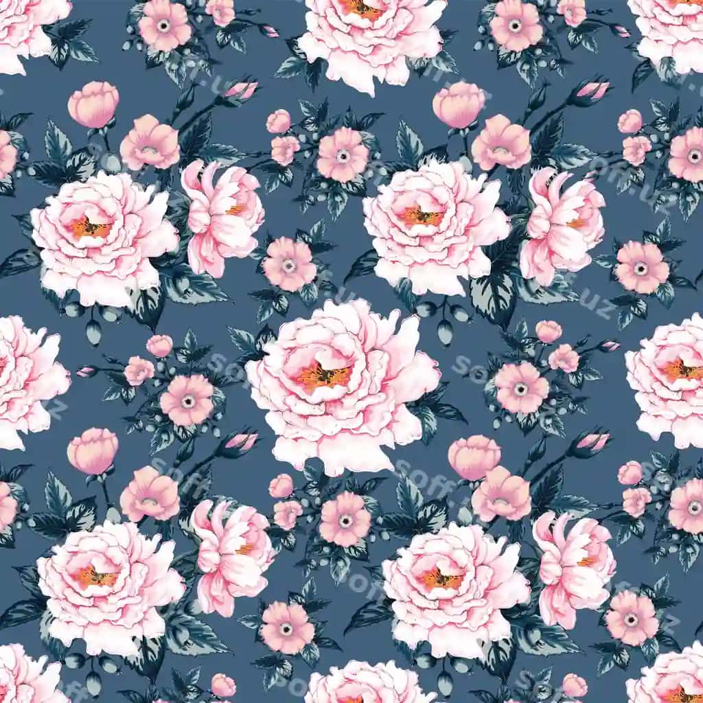 Seamless pattern pink pastel rang paeonia | Seamless pattern pink pastel color paeonia