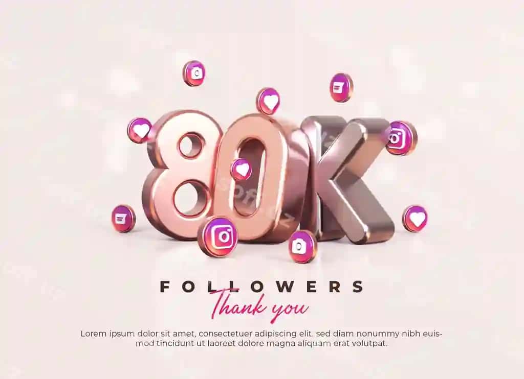 Rozi oltin kumtor 3d 80 ming kuzatuvchi Rahmat Instagram ikonkalari bilan | Rose gold silver 3d 80k followers thank you with instagram icons