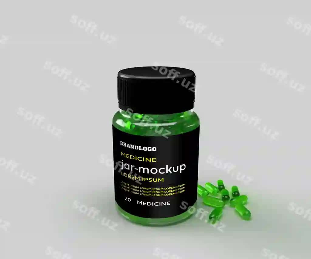 Shaffof aniq kapsula banka namunasi | Transparent clear capsule jar mockup